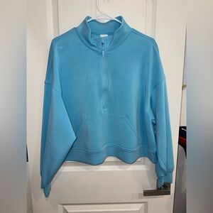 All in Motion Light Blue Women's Quarter-Zip Crop Sweatshirt